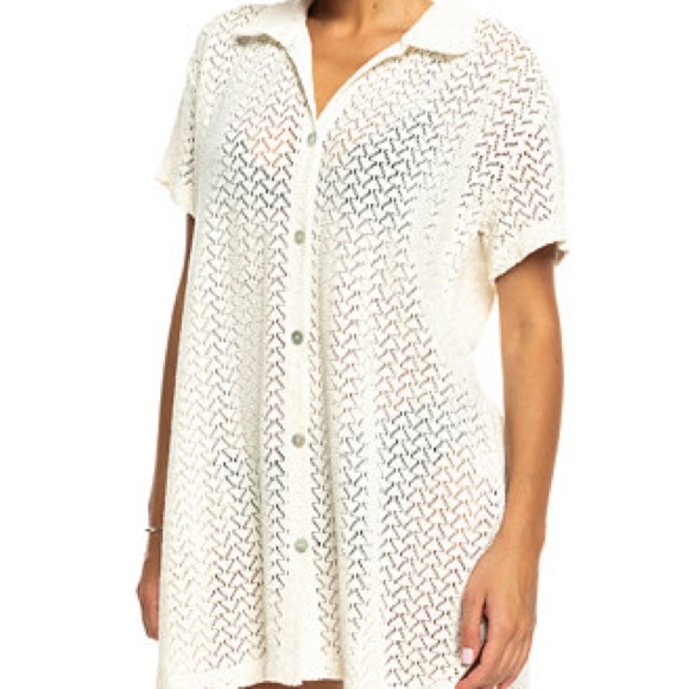 NWT Roxy White Crochet Swim Coverup